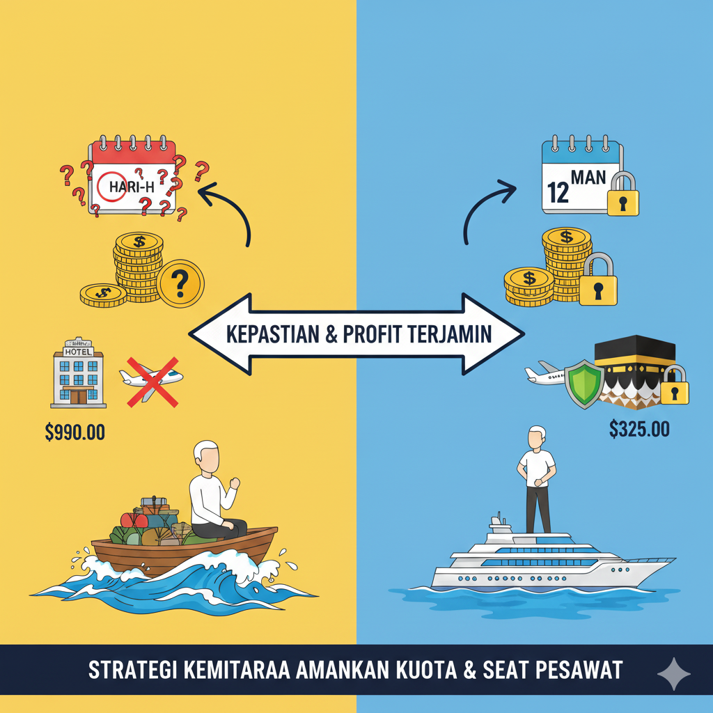 Strategi Early Bird Kemitraan: Cara Alqomar Menjamin Kuota dan Seat Pesawat Mitra di Tengah Keterbatasan Musim Ramai