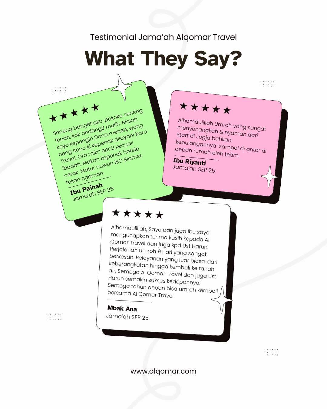 Testimoni Jama'ah Alqomar Travel