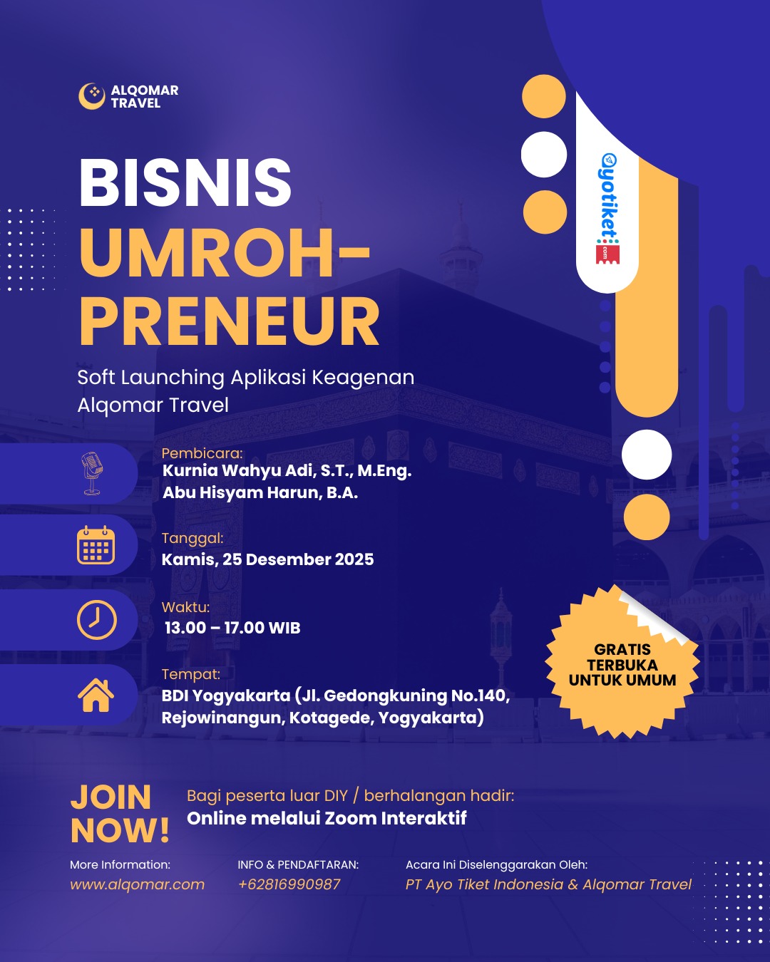 GRATIS, Seminar Bisnis Umrohpreneur