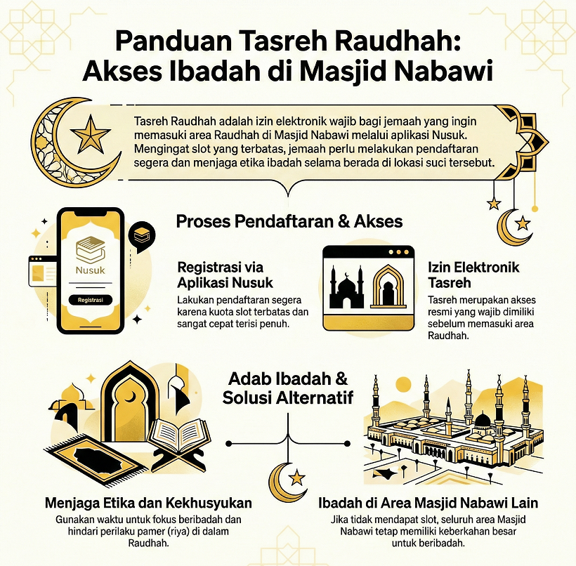 Tasreh Raudhah untuk Jamaah: Panduan Lengkap Masuk Taman Surga