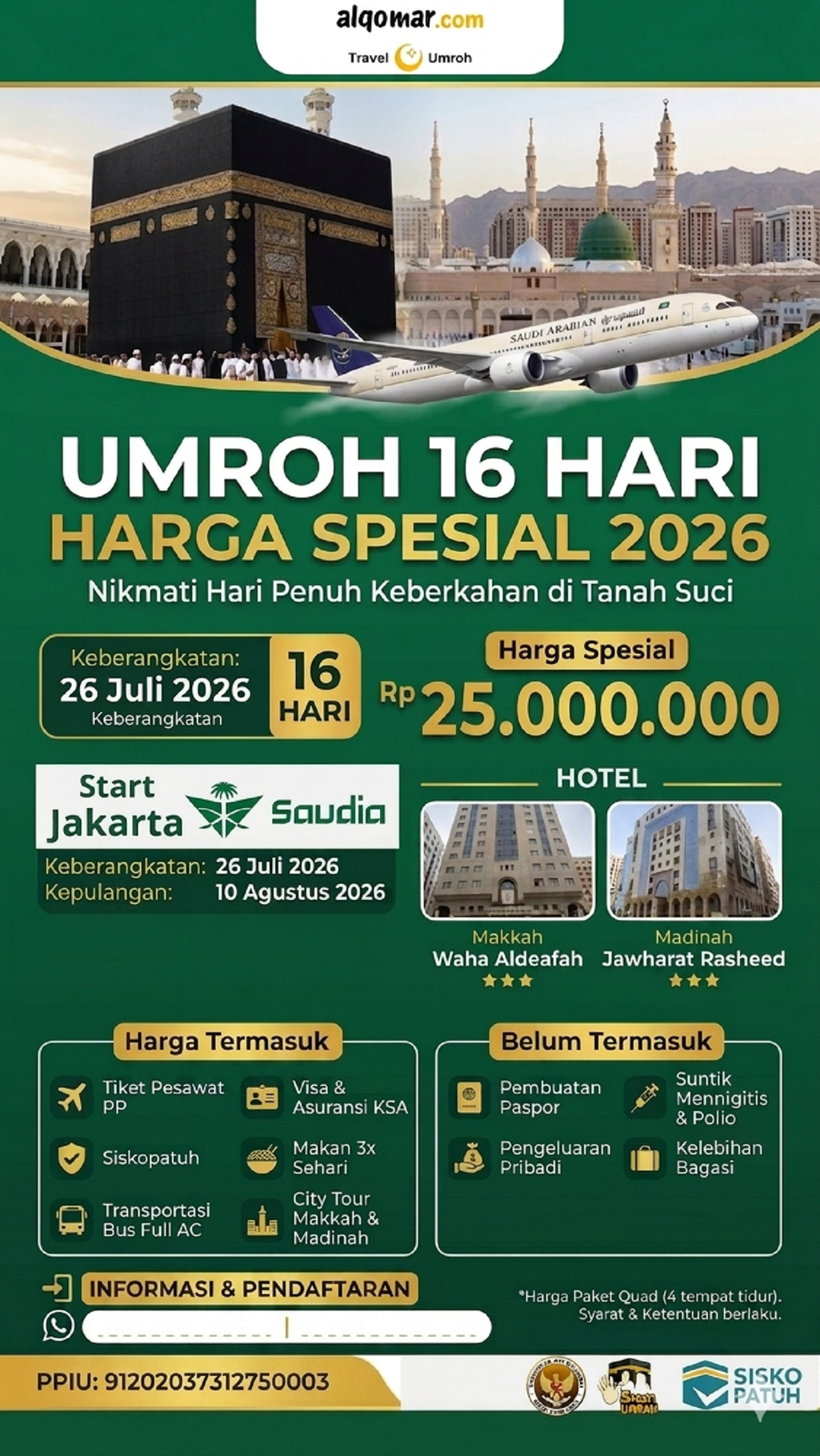 Umroh 26 Juli 2026 (16 Hari)
