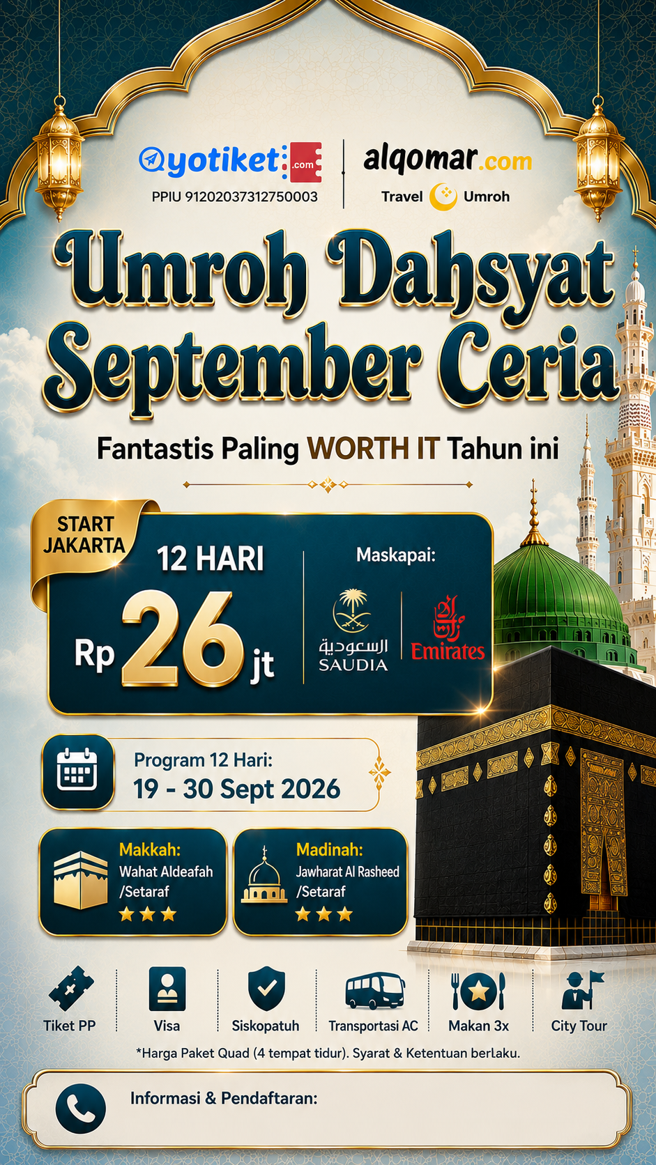 Umroh 19 September 2026 (12 Hari)
