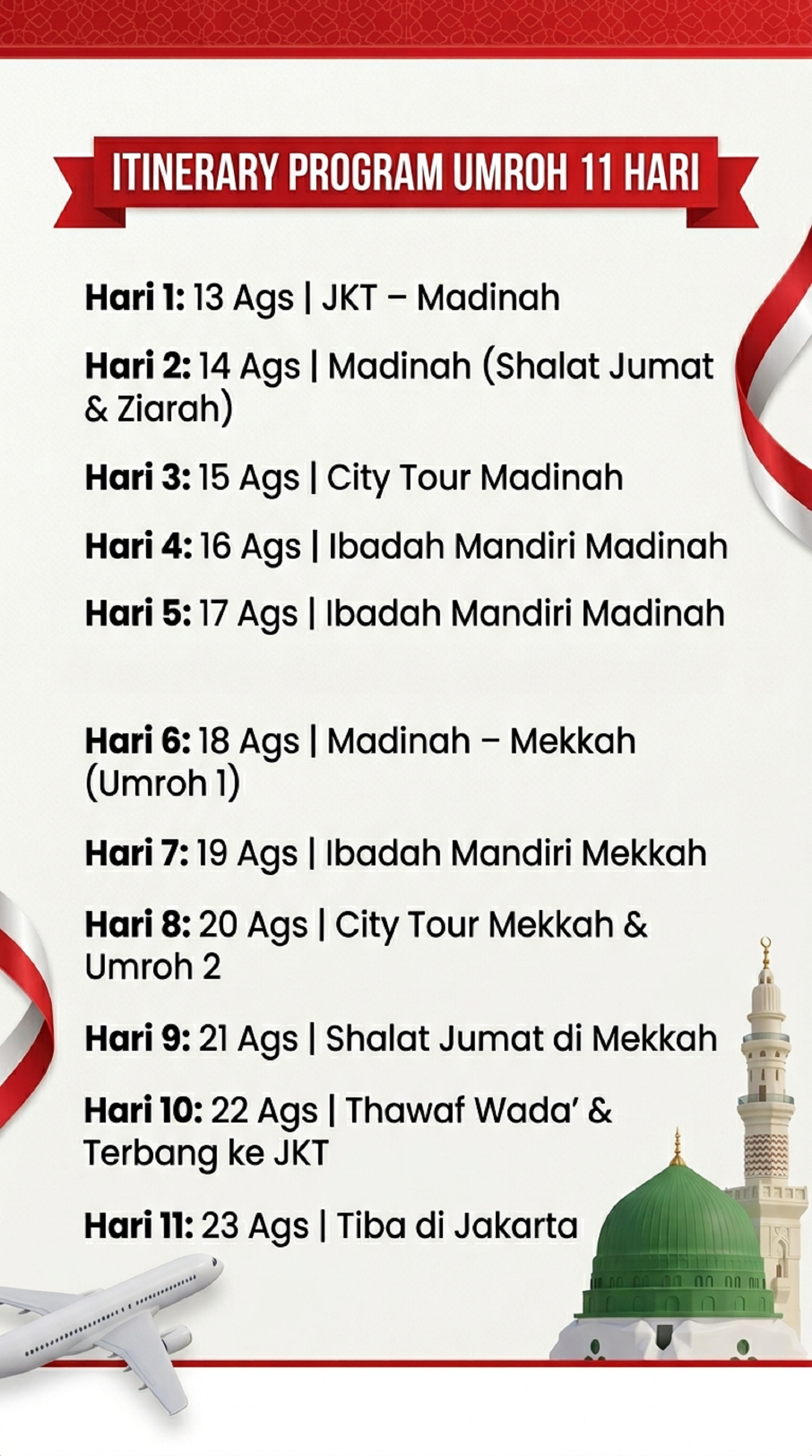 Umroh 13 Agustus 2026 (11 Hari) Villa Hilton Makkah ★★★★★ - 2