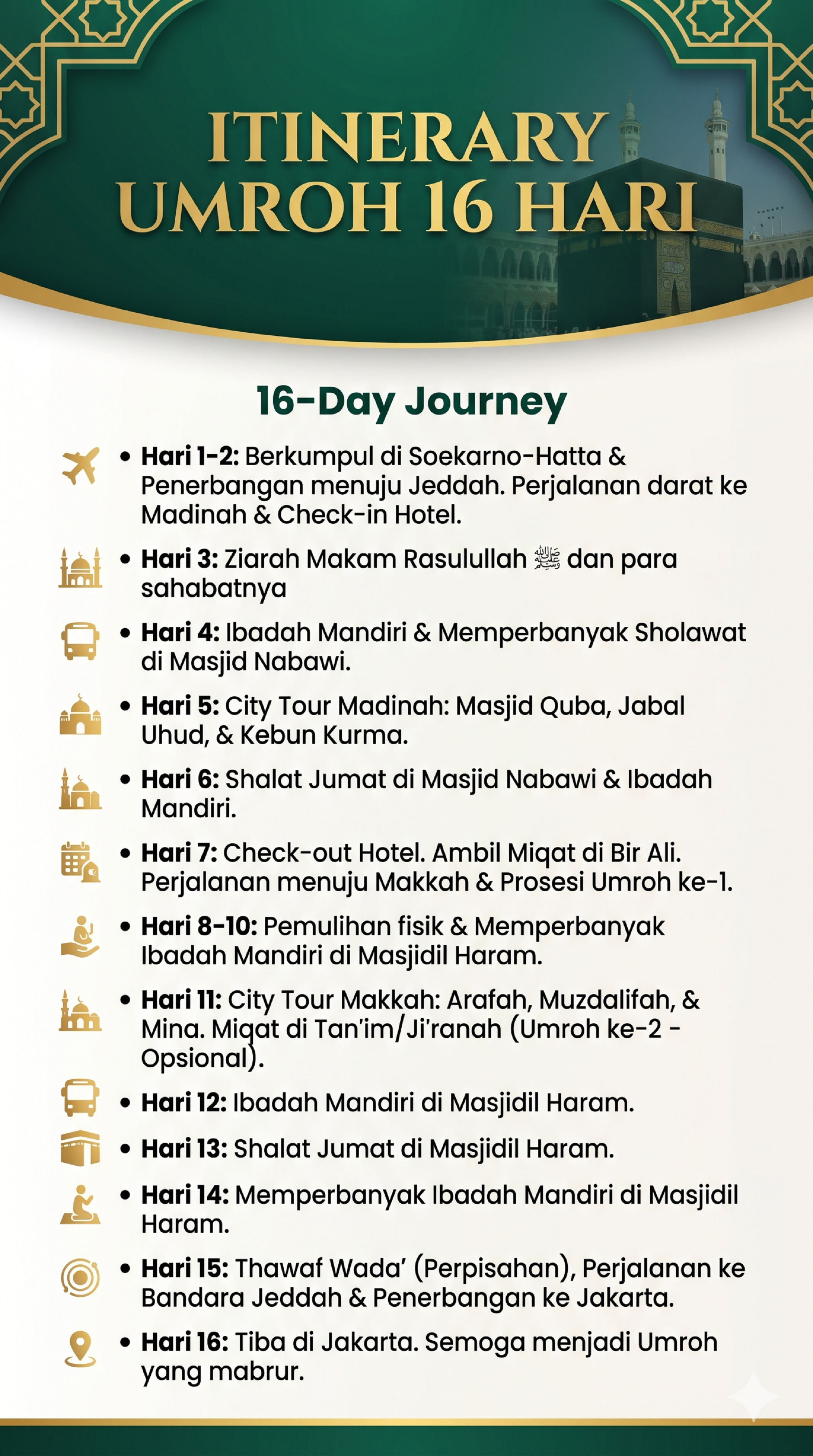 Umroh 26 Juli 2026 (16 Hari) - 2