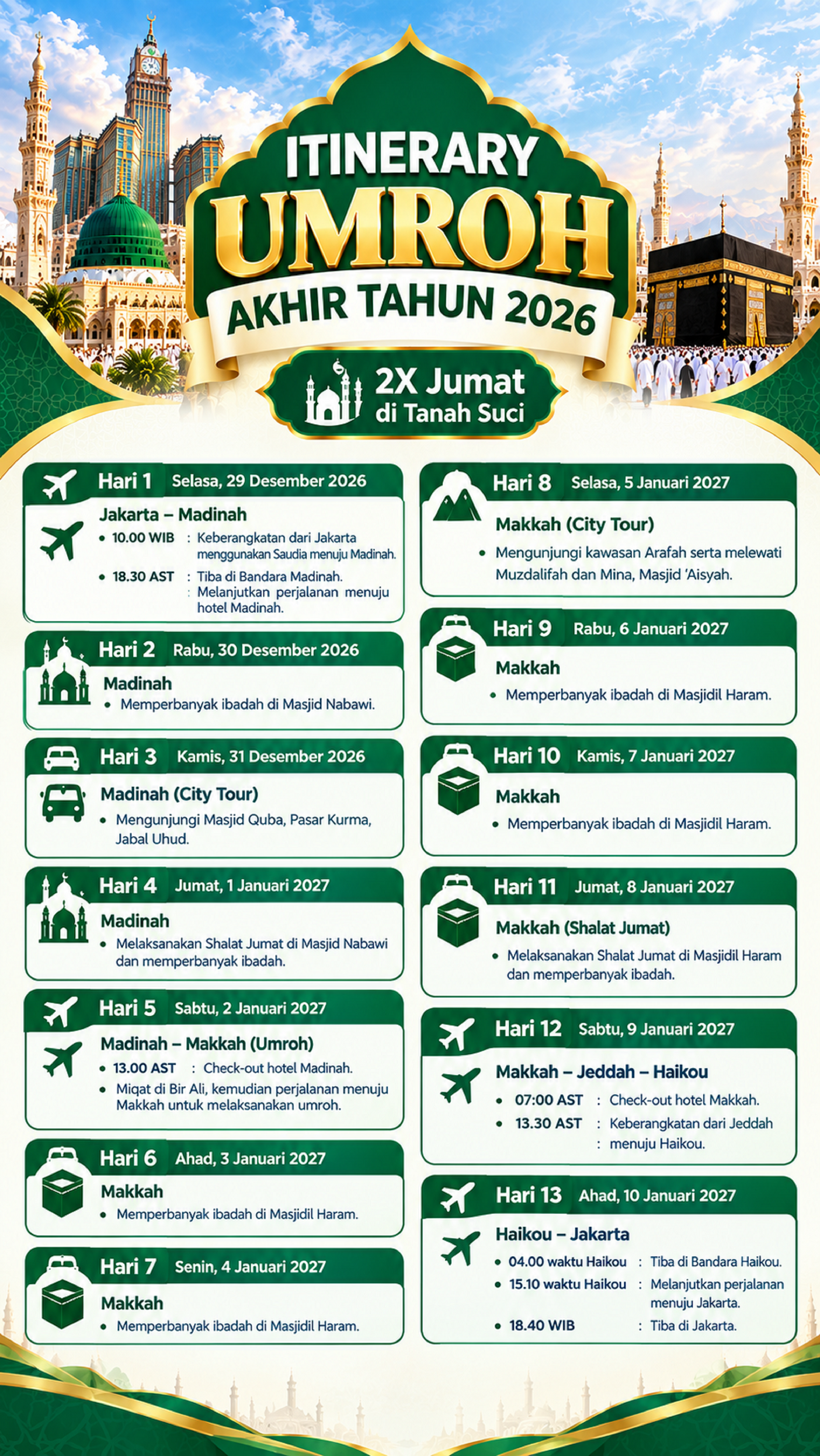 Spesial Umroh Akhir Tahun 2026 — 13 Hari - 2