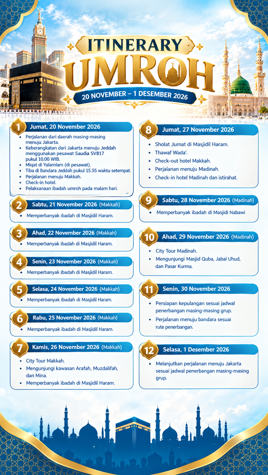 Umroh 20 November 2026 (12 Hari) - 2